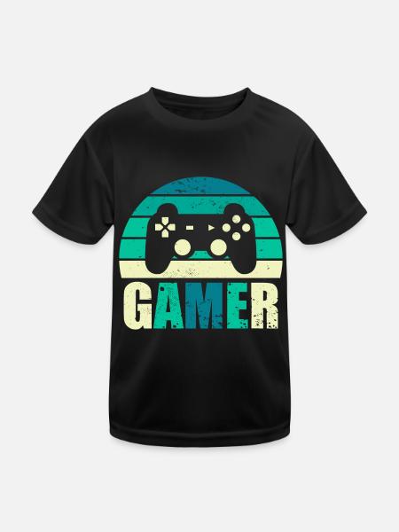 Gamer Vintage Sunset Gaming Controller - T-shirt sport Enfant - noir - Devant