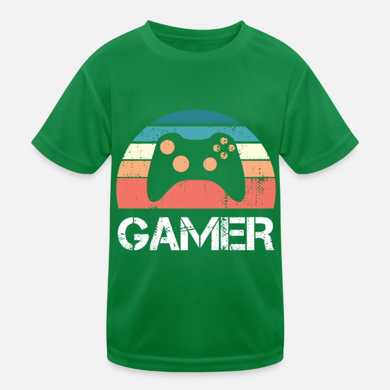 Gamer Retro Sunset Gaming Controller Cadeau pour garçons T-shirt sport Enfant