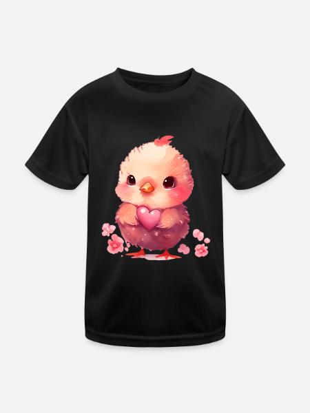 Chick Valentine's Day Gift - Kids Functional T-Shirt - black - Front
