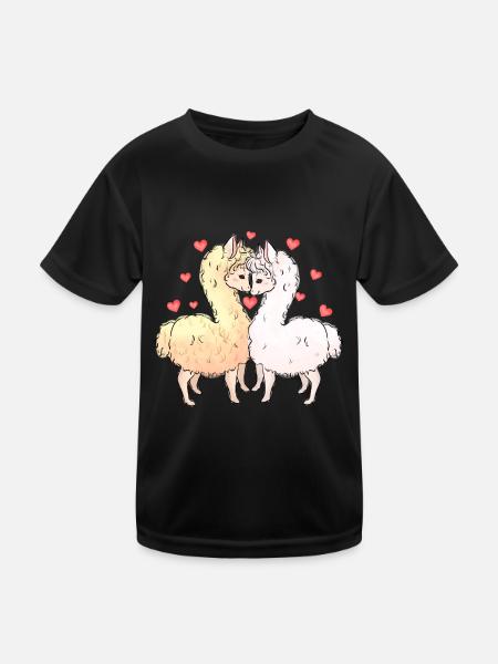 Lama Cadeau de Saint-Valentin - T-shirt sport Enfant - noir - Devant