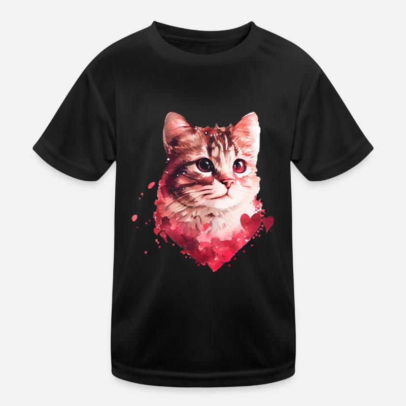 katze Valentinstag Geschenk Kinder Funktions-T-Shirt