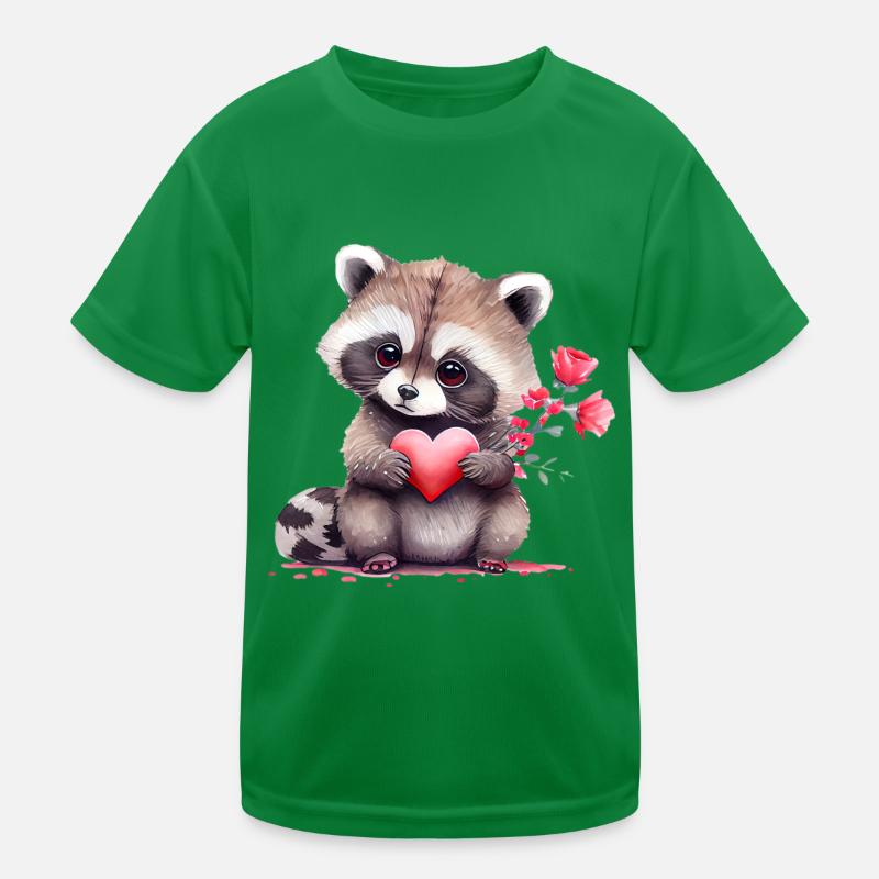 Waschbär Valentinstag Geschenk Kinder Funktions-T-Shirt