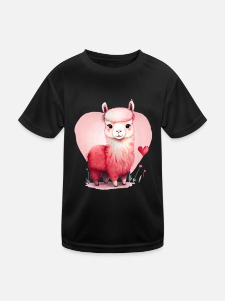 Lama Cadeau de Saint-Valentin - T-shirt sport Enfant - noir - Devant
