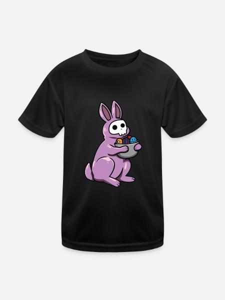 Gothic Rabbit Gothic Rabbit Gothic Easter Emo Goth - Kids Functional T-Shirt - black - Front