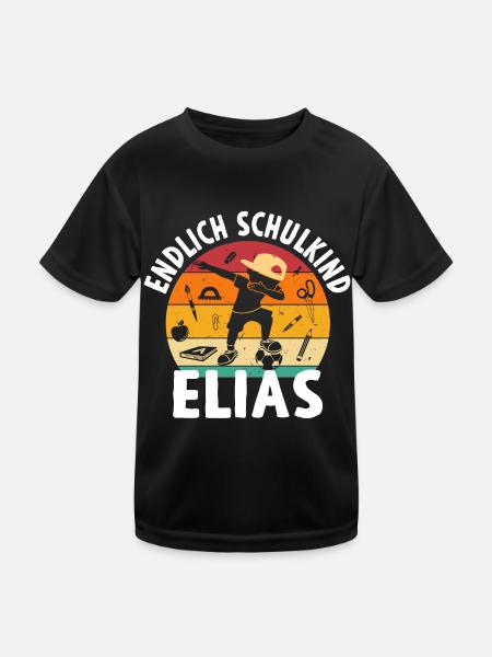 Endlich Schulkind Noah Dabbing Schüler - Kinder Funktions-T-Shirt - Schwarz - Vorne