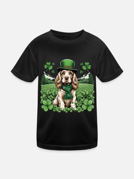 Irish Setter St. Patrick's Day Green Hat Pup - Kinder Funktions-T-Shirt - Schwarz - Vorne