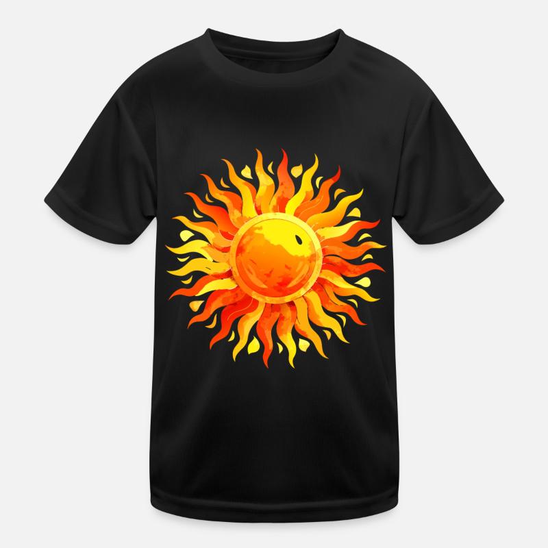 Brushed Watercolor Painted Sun Kids Functional T-Shirt