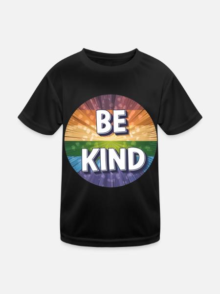 LGBTQ Be Kind - Kinder Funktions-T-Shirt - Schwarz - Vorne