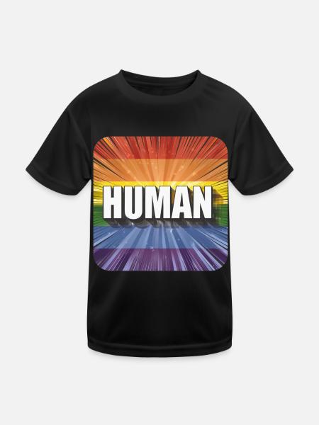 LGBTQ Human - Kinder Funktions-T-Shirt - Schwarz - Vorne