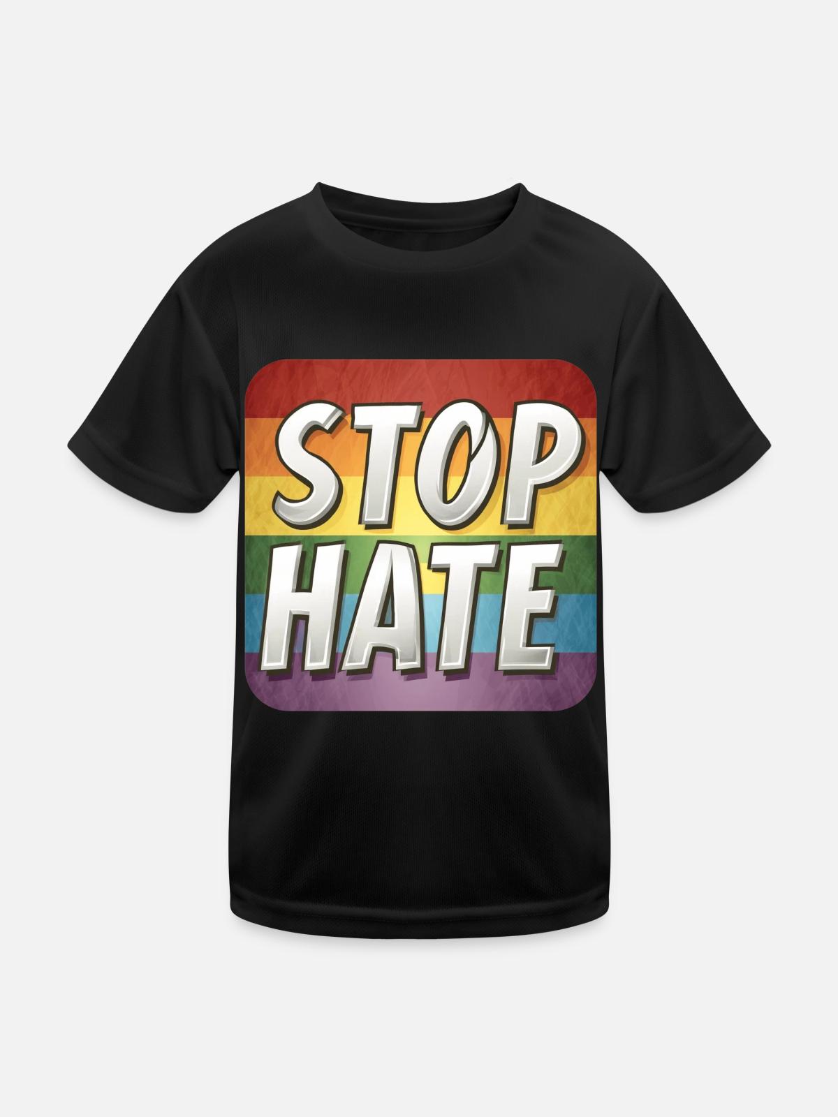 LGBTQ Stop Hate - Kids Functional T-Shirt - black - Front