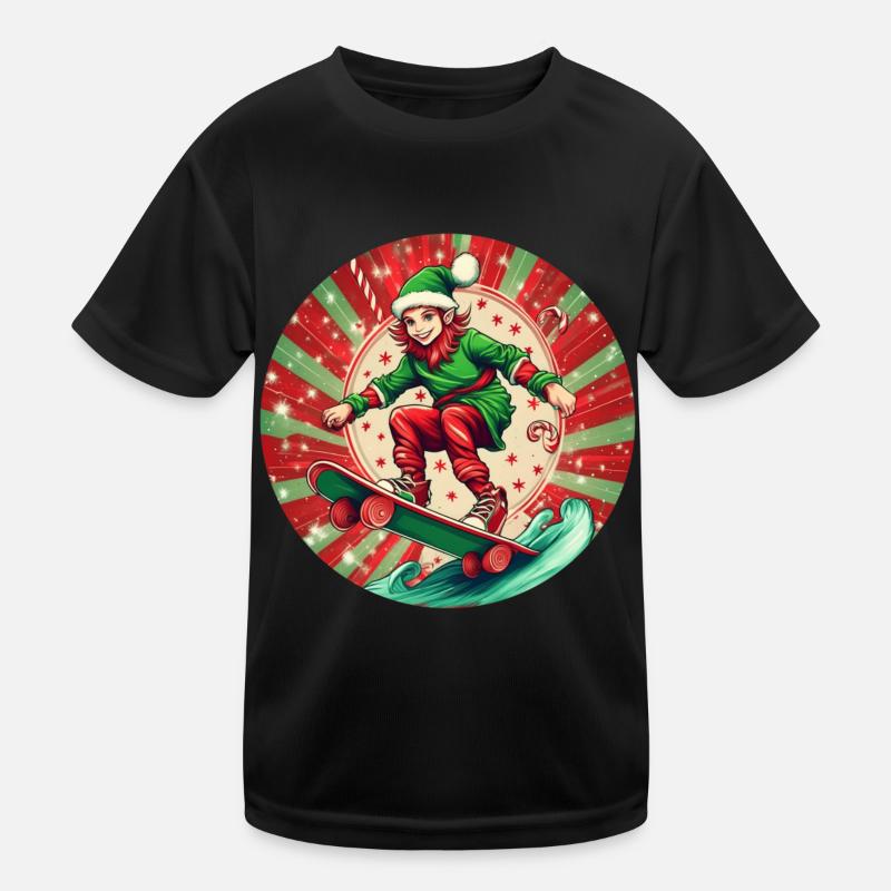 Elfe de Noël Skateboard T-shirt sport Enfant