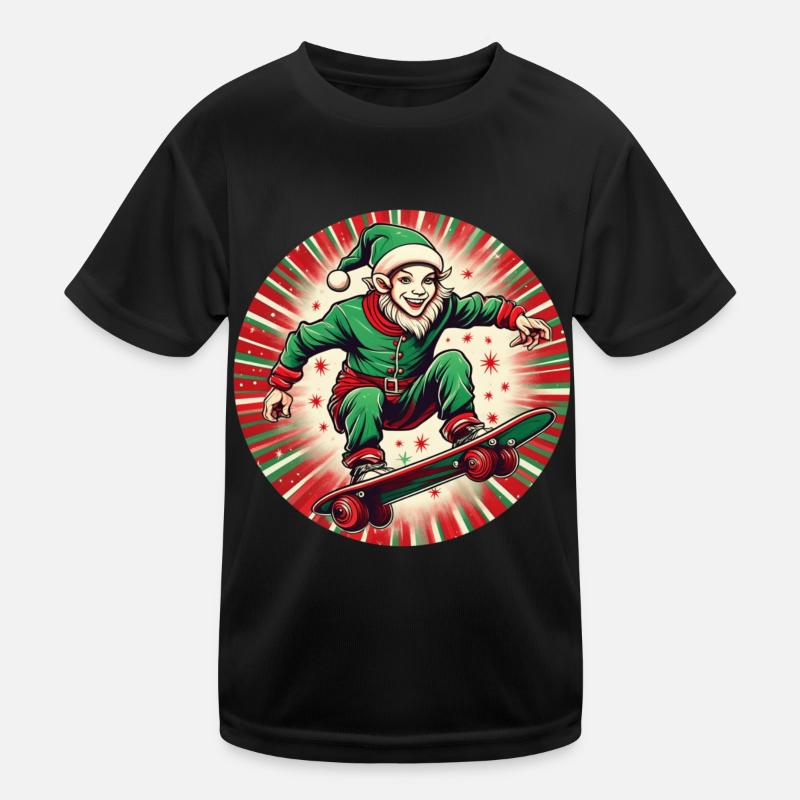 Elfe de Noël Skateboard T-shirt sport Enfant