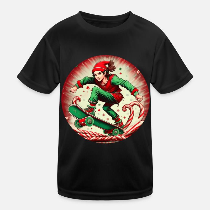 Elfe de Noël Skateboard T-shirt sport Enfant