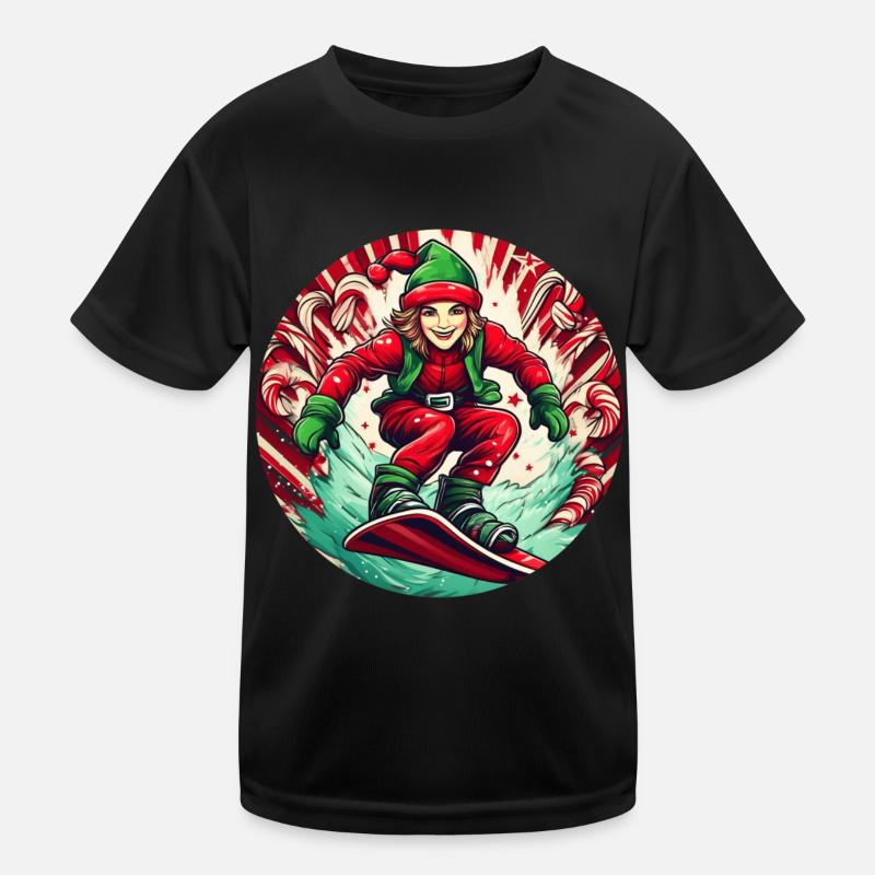 Elfe de Noël Snowboard T-shirt sport Enfant