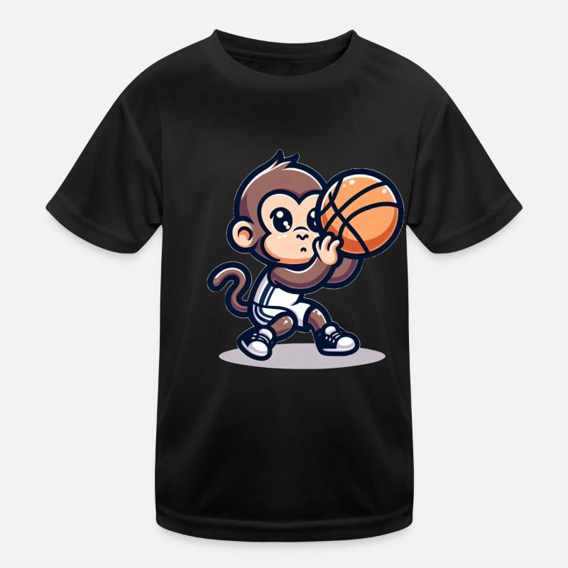 Cute Basketball Player Monkey Kids Functional T-Shirt