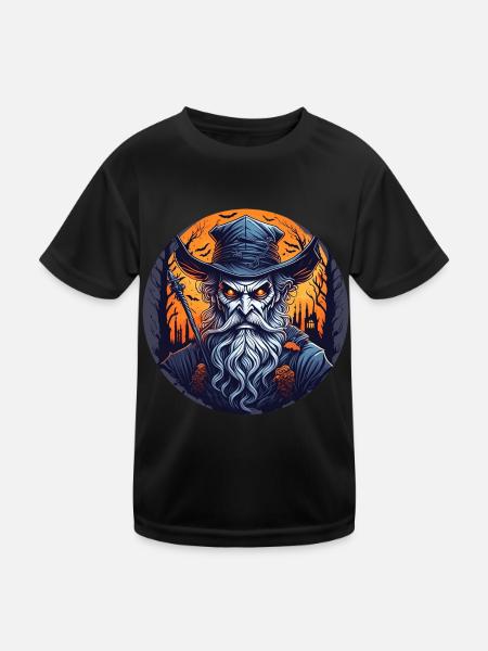 Gruseliges Halloween-partykostüm Hexenmeister - T-shirt sport Enfant - noir - Devant