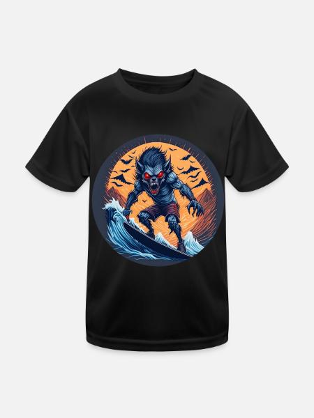 Effrayant costume de fête d’Halloween loup-garou au - T-shirt sport Enfant - noir - Devant
