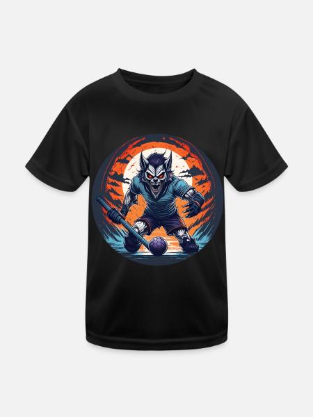 Gruseliges Halloween-partykostüm Werwolffeld - Kinder Funktions-T-Shirt - Schwarz - Vorne