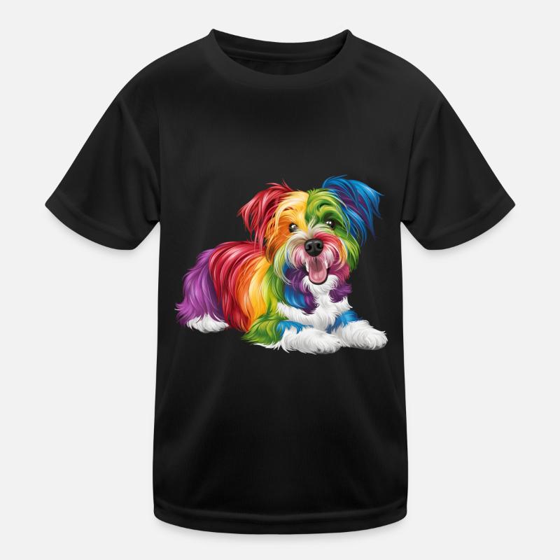 Bunter Regenbogen-Hund Kids Functional T-Shirt