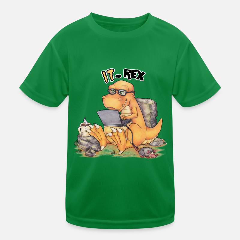 IT Rex- Lustiger Dinosaurier mit Computer Kinder Funktions-T-Shirt