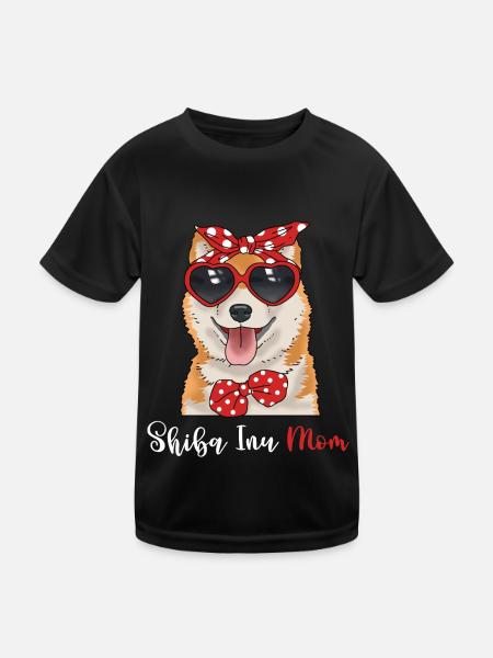 Shiba Inu Shirt Frauen Mutter Hundeshirt Shiba Inu - Kinder Funktions-T-Shirt - Schwarz - Vorne