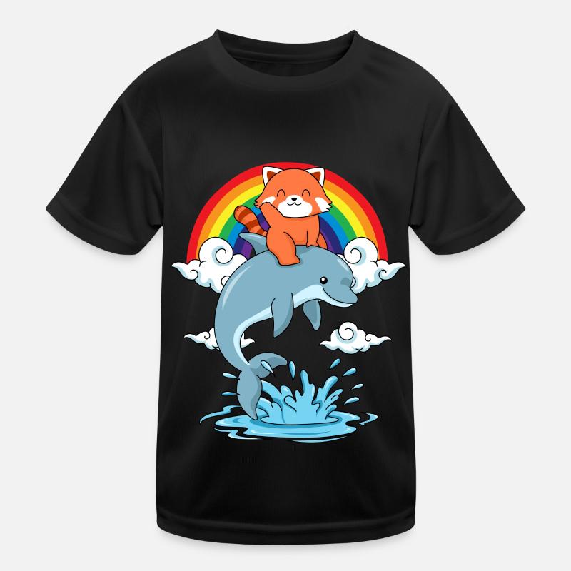 Roter Panda Geschenk Delfin Regenbogen Red Panda Kinder Funktions-T-Shirt