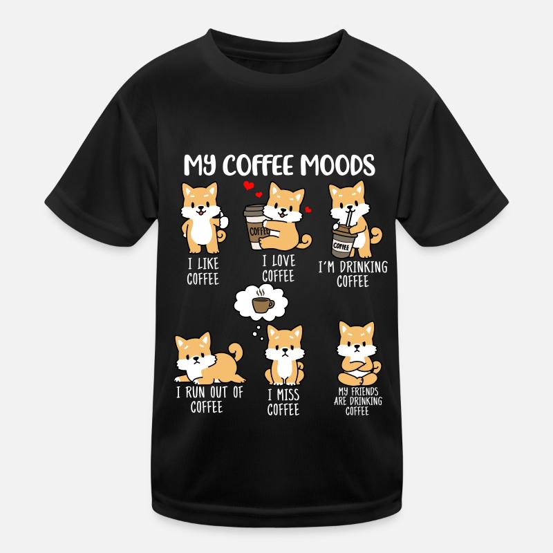 Coffee lover gift Shiba Inu coffee dog Kids Functional T-Shirt