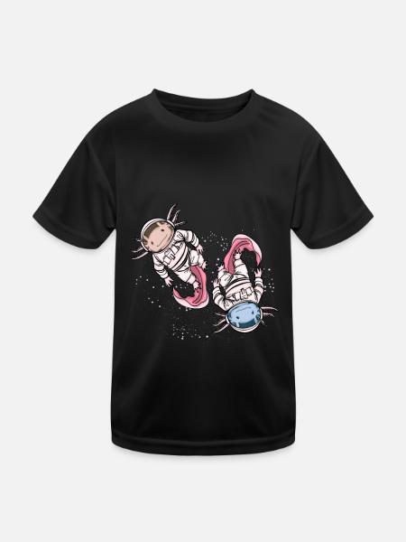 Axolotl Astronaut Gift Kids Space Axolotl - Kids Functional T-Shirt - black - Front