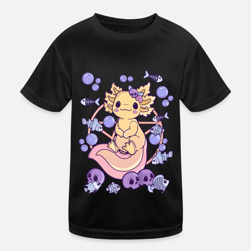 Gruseliges Axolotl Creepy Kawaii Chibi Horror Kinder Funktions-T-Shirt