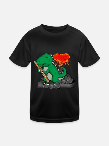 Fagott Geschenk Kinder Dinosaurier Musik Fagott - Kinder Funktions-T-Shirt - Schwarz - Vorne