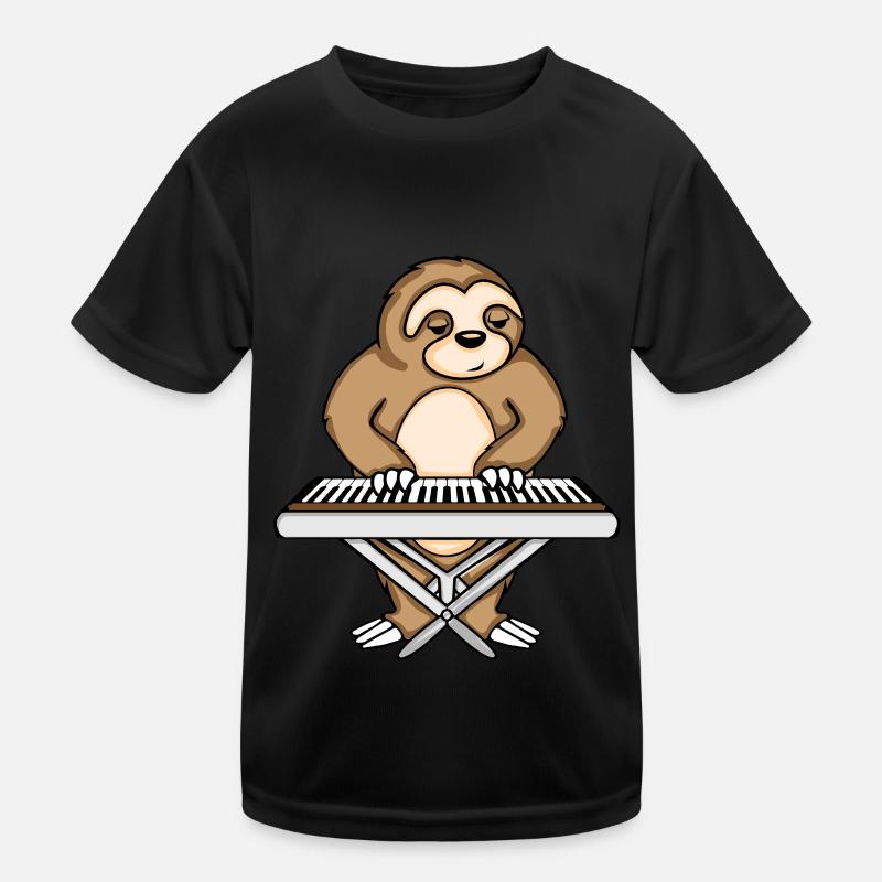 Sloth Keyboard Player Music Kids Keyboard Kids Functional T-Shirt