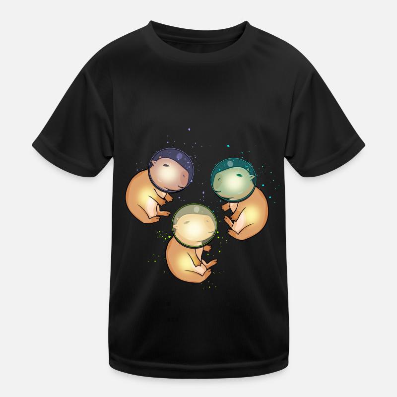 Capybara Gift Astronaut Space Capybara - Kids Functional T-Shirt - black