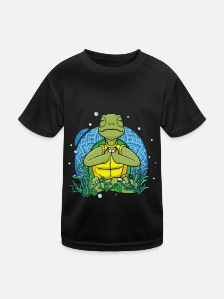 Tortue de Mer Yoga Méditer Femmes Tortue - T-shirt sport Enfant - noir - Devant