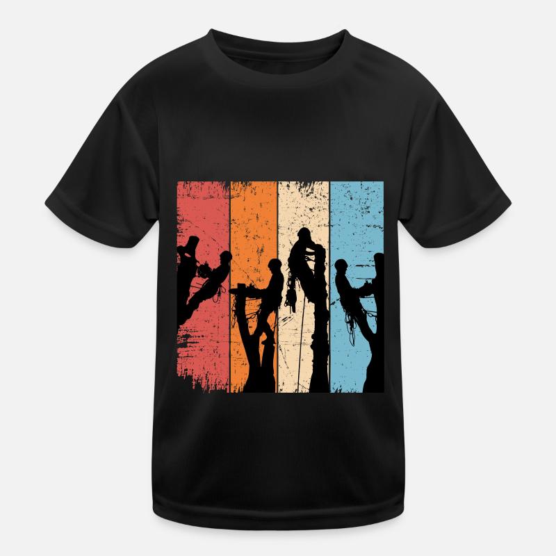 Retro Arborist Gift Father Chainsaw Kids Functional T-Shirt