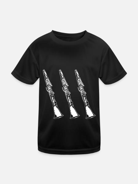 Retro Klarinette Orchester Musik Klarinette - Kinder Funktions-T-Shirt - Schwarz - Vorne