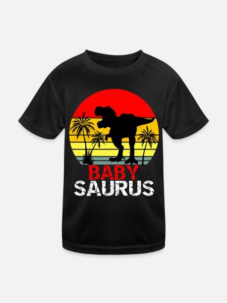 Babysaurus T Rex Dinosaur - Kids Functional T-Shirt - black - Front
