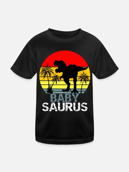 Babysaurus T Rex Dinosaur - Kids Functional T-Shirt - black - Front