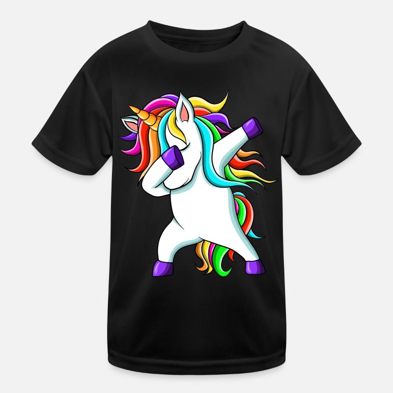 Lustige süße Regenbogen Dabbing Einhorn Kinder Funktions-T-Shirt
