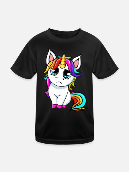 Petite licorne triste - T-shirt sport Enfant - noir - Devant