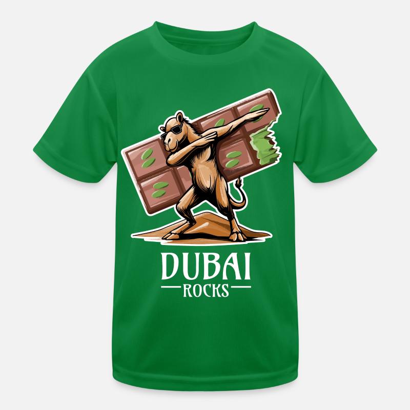Dubai Rocks - Cool Dabbing Dromedary Design Kids Functional T-Shirt