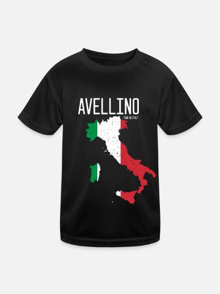 Avellino Italy Italian flag map Italia - Kids Functional T-Shirt - black - Front