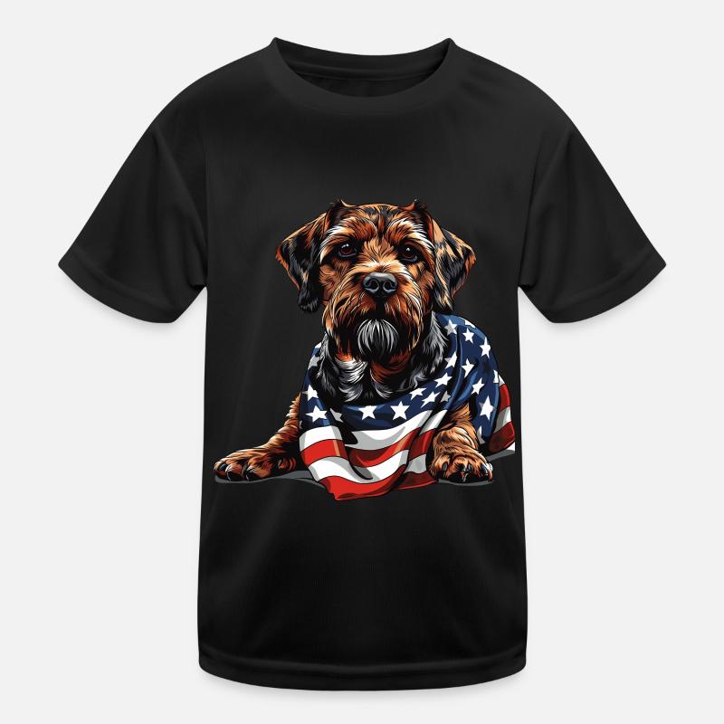 Border Terrier Hund 4. Juli Geschenke mit Kinder Funktions-T-Shirt