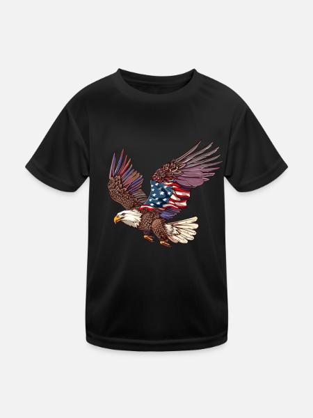 Eagle American Flag 4. Juli Eagle Gifts Kids - Kinder Funktions-T-Shirt - Schwarz - Vorne