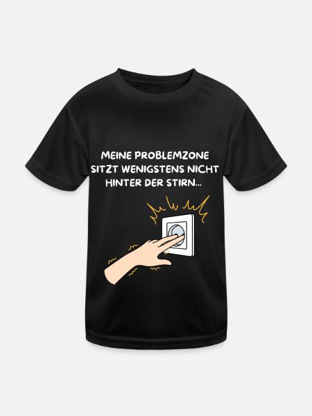 MEINE PROBLEMZONE SITZT WENIGSTENS NICHTWOANDERS. - Kinder Funktions-T-Shirt - Schwarz - Vorne
