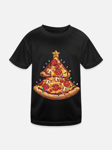 Pizza Christmas Tree Pepperoni Food Gifts for Kids - Kinder Funktions-T-Shirt - Schwarz - Vorne