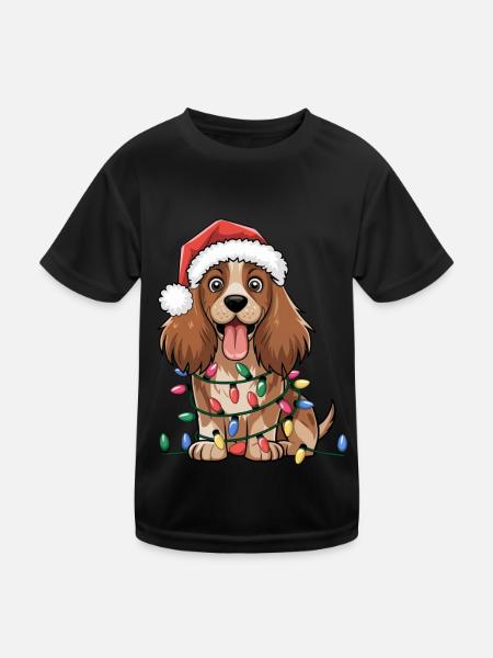 Cocker Spaniel Christmas Lights Xmas Dogs Gifts - Kinder Funktions-T-Shirt - Schwarz