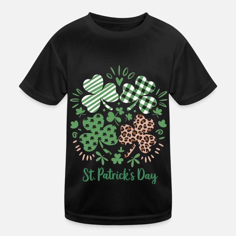 Plaid Leopard Print Shamrock St. Patrick's Day Kinder Funktions-T-Shirt