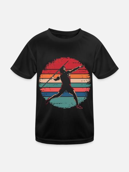 Retro Vintage Javelin Throw Track and Field - Kids Functional T-Shirt - black - Front
