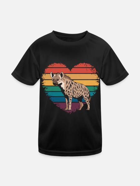 Retro Vintage Hyena Lover Wildlife Nature Gifts - Kinder Funktions-T-Shirt - Schwarz