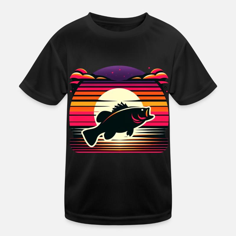 Barsch-Fisch - Kinder Funktions-T-Shirt - Schwarz